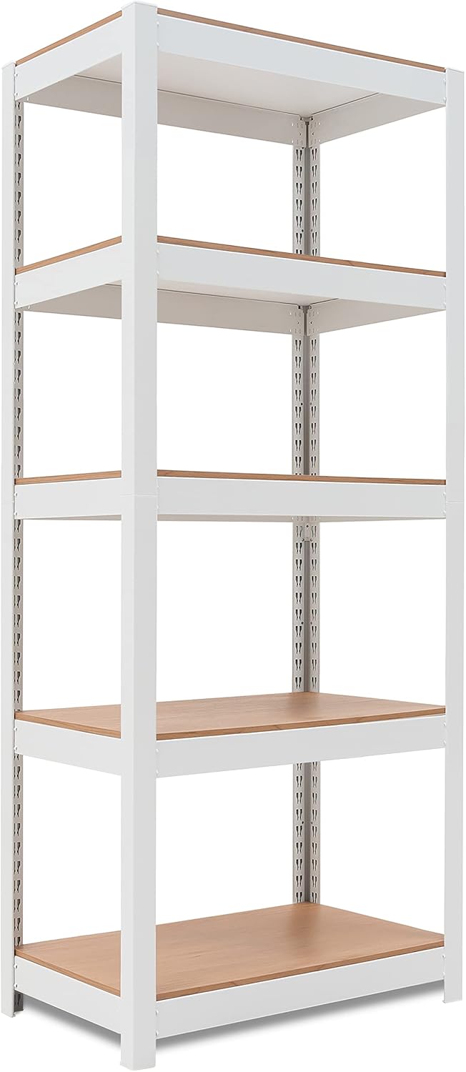 HOMEDANT House 5 Tier 24.1" W Laminated Metal Shelving Unit Adjustable Storage Utility Rack Heavy Duty Shelves Organization Multipurpose Shelf Kitchen Garage Pantry Closet 1 Pack