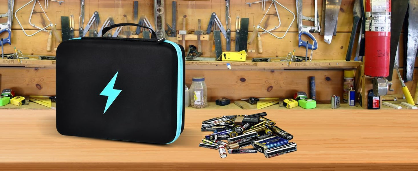 PAIYULE Battery Organizer Storage Case Box with Tester Checker, 220+ Batteries Holder Bag fits for AA AAA AAAA 9V C D Lithium 3V LR44 1.5V CR1632 CR2032 Home Garage Container