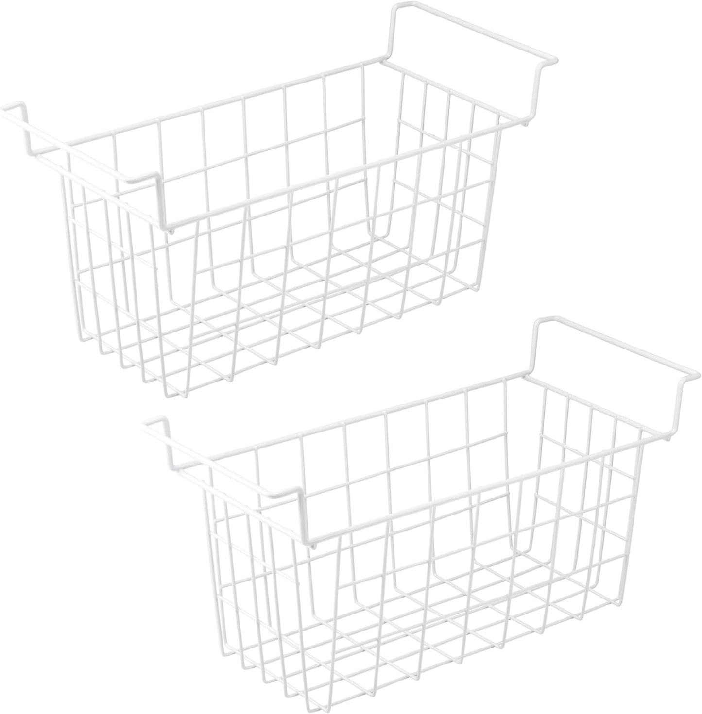Orgneas 15.5 Inch Freezer Organizer Bins for Chest Freezer Refrigerator Basket Storage Rack Bins Deep Freezer Metal Wire Baskets 2pcs