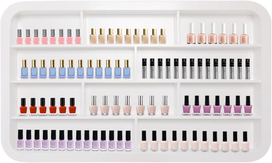 Wall Mounted Nail Polish Racks 4 Tier Hanging Nail Polish Storage Holder Cosmetic Display Stand Nail Polish Shelf Organizer for Home Salon Business Spa