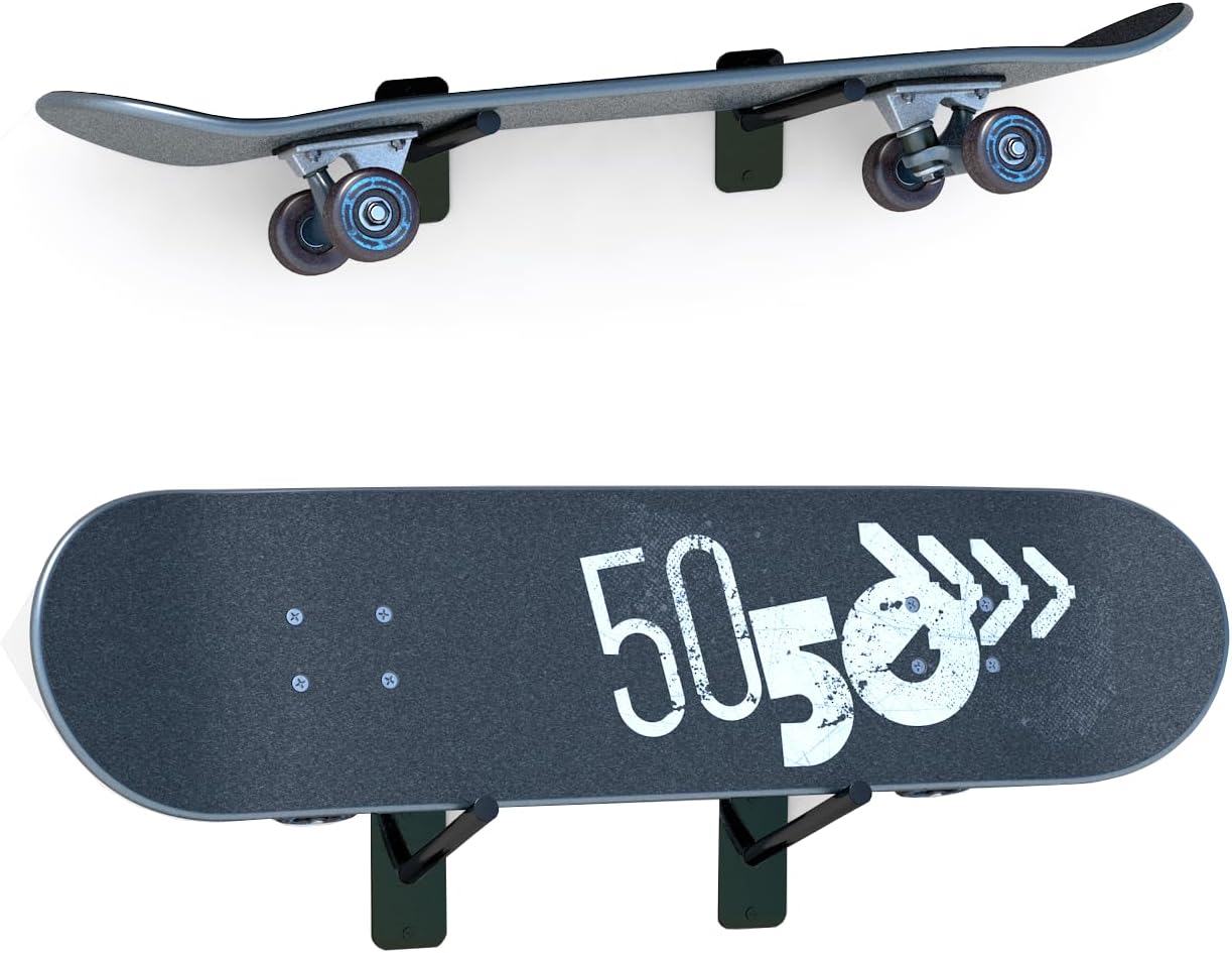 Skateboard Wall Mount Skateboard Hanger Skate Deck Display Holder Skateboard Hook Ski Rack for Garage Longboard Rack Snowboard Storage (4pcs)
