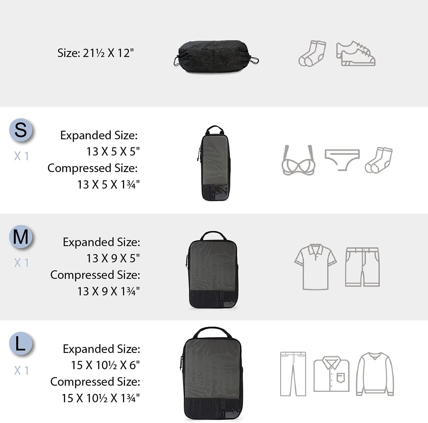 BAGSMART 6 Set /4 Set/2 Set Compression Packing Cubes for Travel, Lightweight Luggage Organizer Bags, Durable Space Saver Bags Travel Essentials