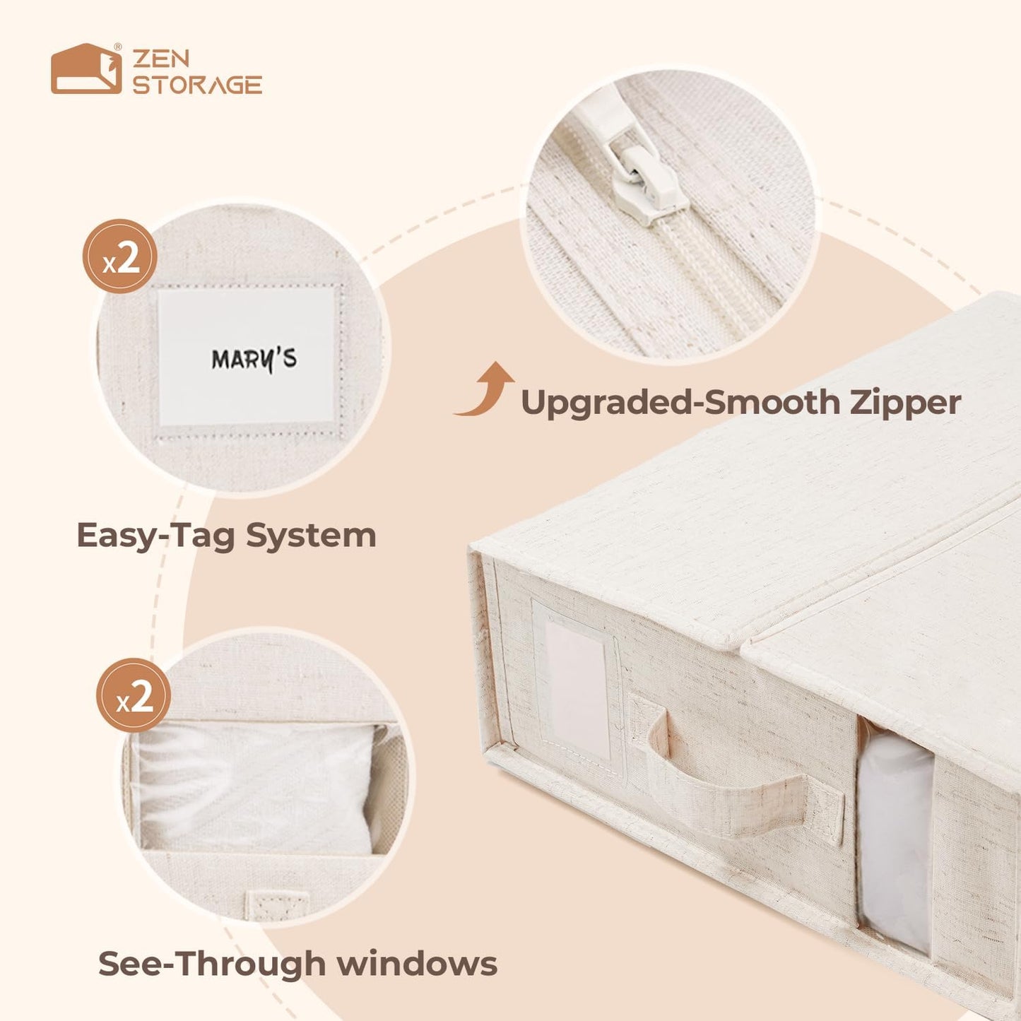 12Pack Linen Sheet Organizers for Linen Closet - King/Queen Size Bedding Storage Boxes with Clear Window | Foldable, Dustproof Sheet Storage Organizer for Blankets & Sheet Sets,Off-white