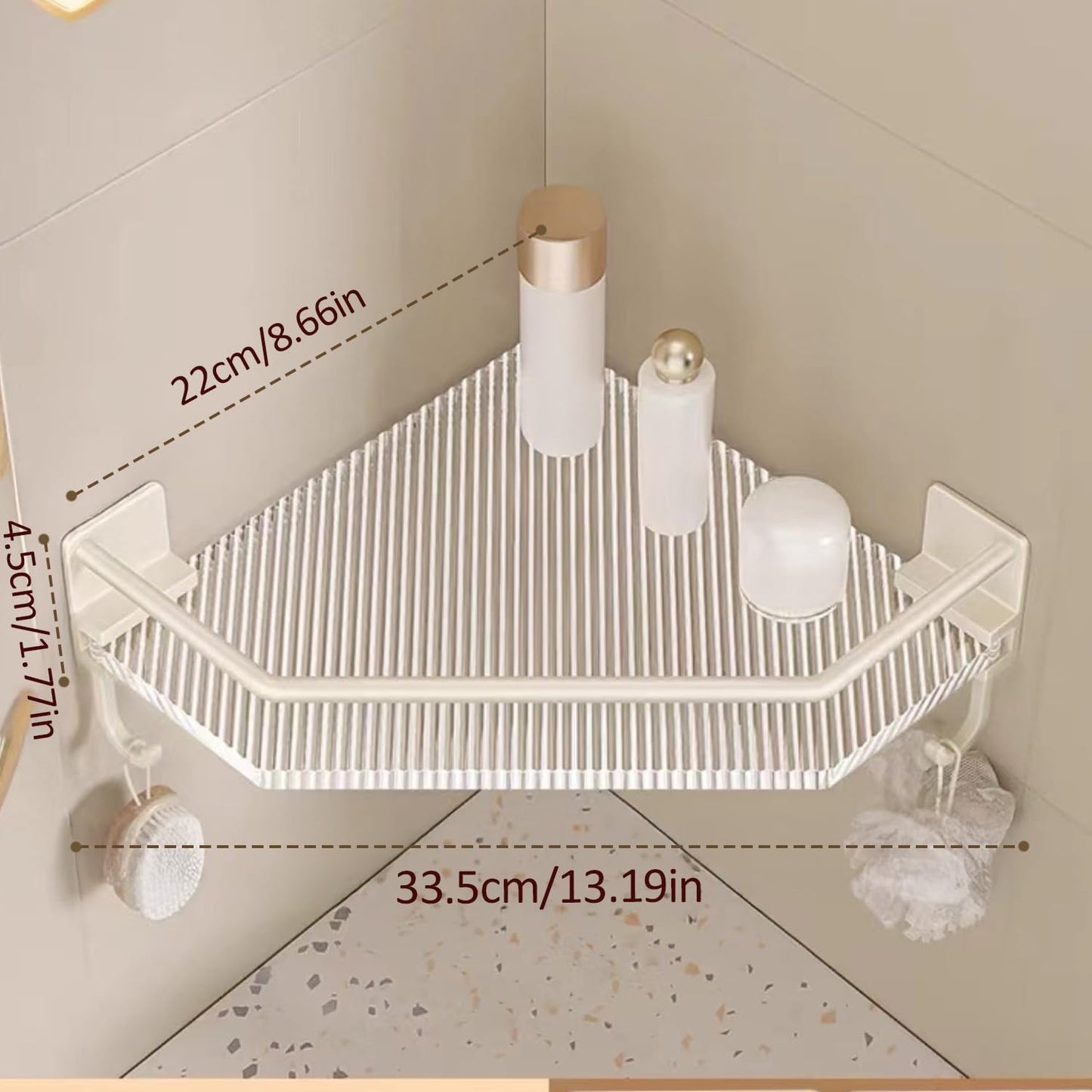 EVERZONE Shower Corner Caddy, 2 Pack 12" Brushed 304 Stainless Steel Organizer for Bathroom,Kitchen & Balcony, Floating Shower Wall Shelf Bath Basket Rack Heavy Duty 2 Pack (Gold,Acrylic)