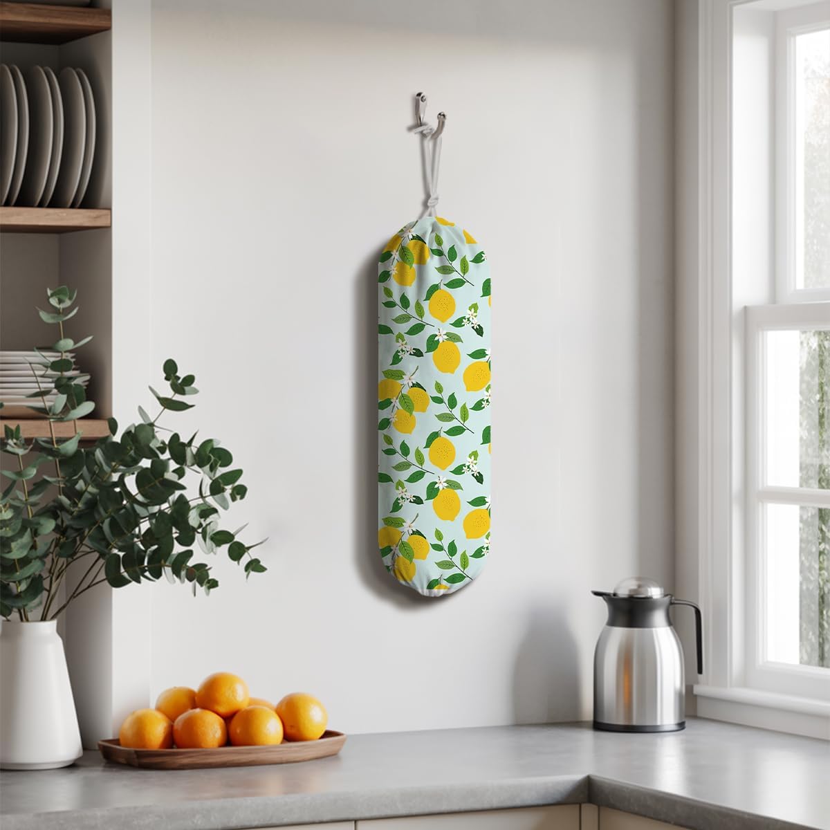Lemon Plastic Bags Holder, Grocery Bag Storage Organizer, Reusable Shopping Bags Holder Dispenser for Kitchens Pantry, Farmhouse Home Kitchen Decor Gifts, Kitchen Pattern Garbage Bag 43