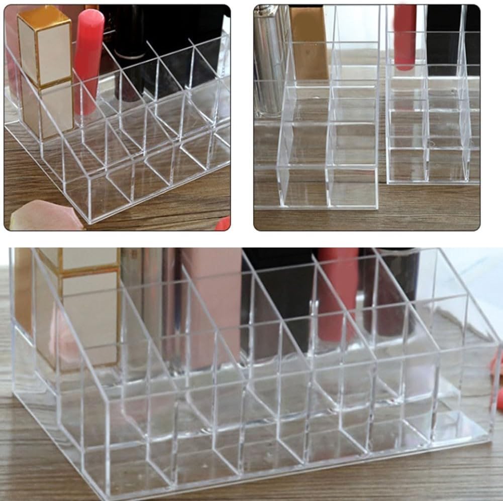 Acrylic Makeup Organizer 4 Tier Storage Rack Clear Cosmetic Shelf for Nail Polish, Lipstick, Essential Oil Bottle Holder Desktop Beauty Organizer with Railing to Tipping