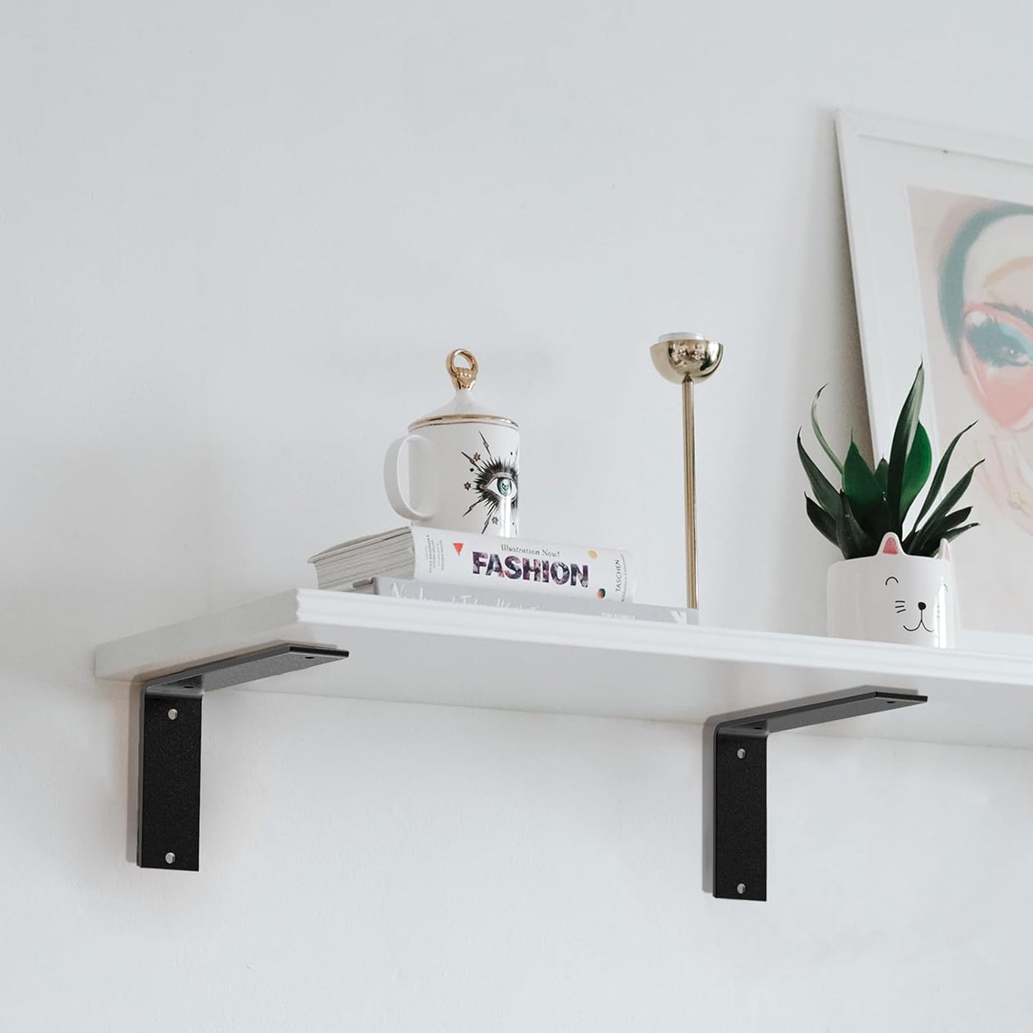 L Shelf Brackets10 inch, Black Heavy Duty Iron Shelf Brackets, Industrial Modern Floating Shelf Support for Wall Mount Shelves