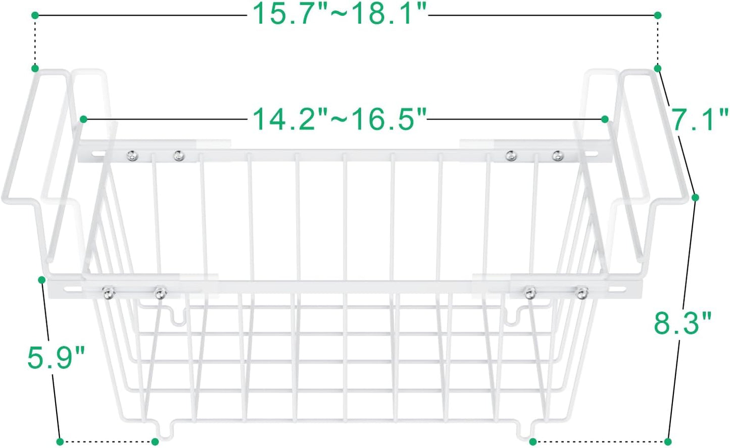 iSPECLE Freezer Organizer Bins - Expandable from 15.8" to 18.1", Fit 7 Cu.Ft Deep Freezer, Hanging Baskets for Chest Freezer, Easy Slide Access, 2 Pack, White