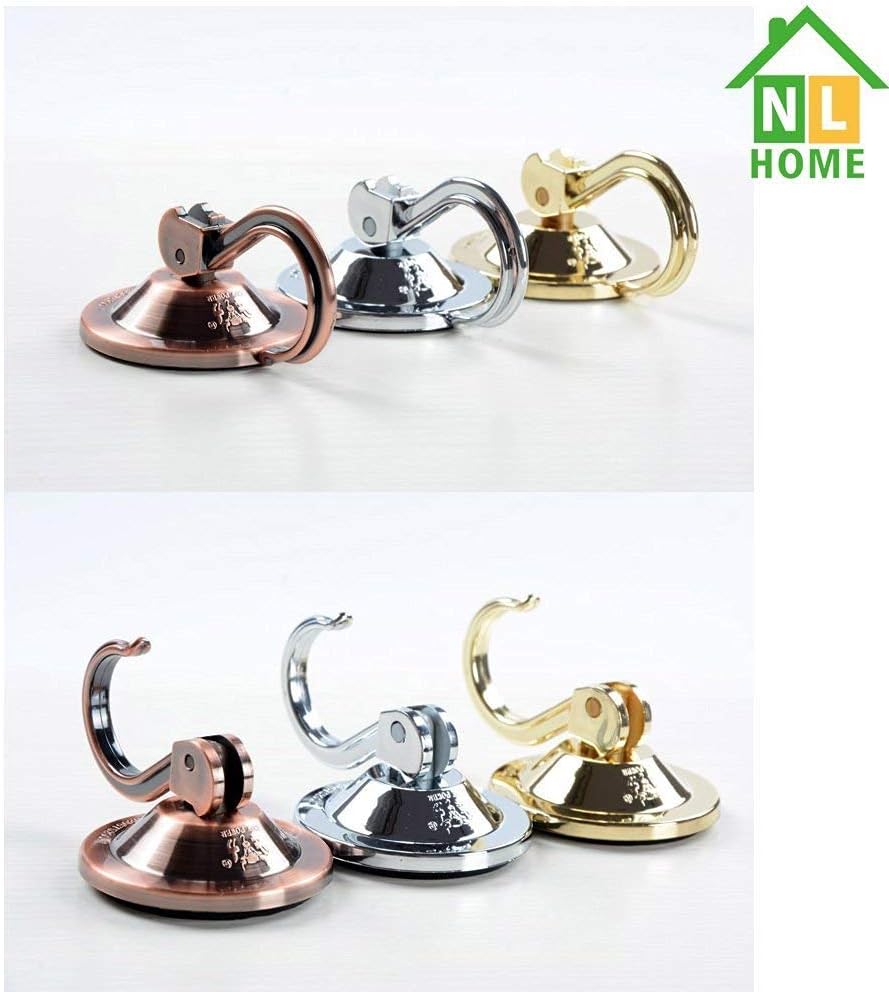 Suction Cup Wreath Hooks, Powerful Vacuum Hangers for Door or Window Wreaths, 4-Pack, Gold