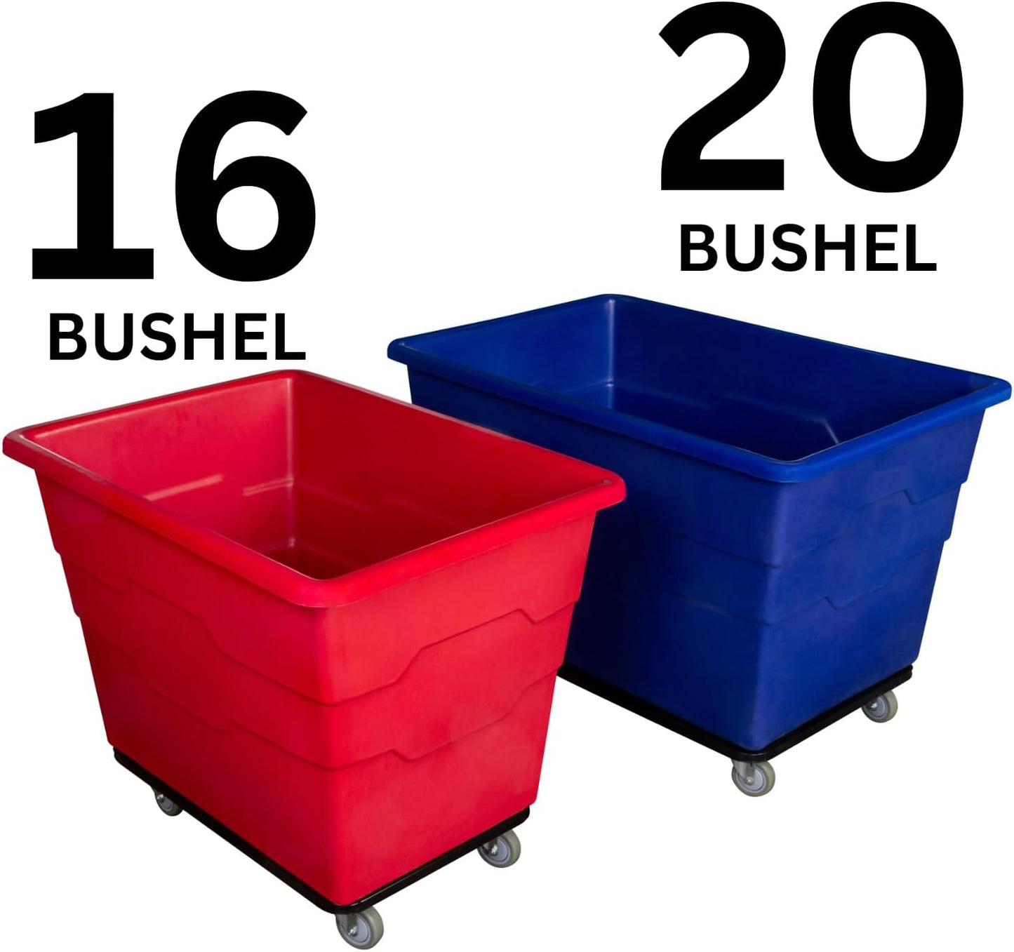 Commercial 20 Bushel Utility Cart with Steel Base, Poly Box Basket Truck, Laundry Cart, and Rolling Trash Bin, 51.5-Inch x 35.5-Inch x 36-Inch, 1000 Pound Weight Capacity, Yellow