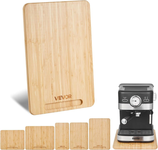 VEVOR Appliance Slider, Medium 14 x 9.5-inch, Rolling Sliding Tray with Rubber Wheels & Hollow Handle, Easy to Clean, Appliance Rolling Tray for Coffee Maker, Kitchen Countertop, Natural Wood