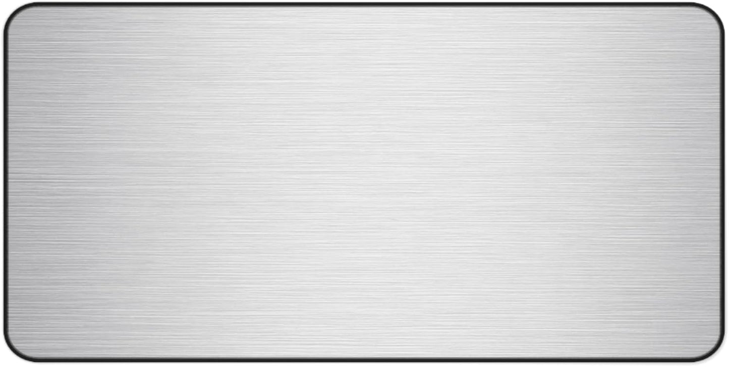 Brushed Metal Texture Desk Mat - Extended Mouse Pad & Desk Pad, Neoprene Surface, Non-Slip Rubber Base, Stitched Edges, Desk Protector for Keyboard & Mouse (Silver, 16x32)