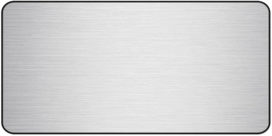 Brushed Metal Texture Desk Mat - Extended Mouse Pad & Desk Pad, Neoprene Surface, Non-Slip Rubber Base, Stitched Edges, Desk Protector for Keyboard & Mouse (Silver, 16x32)