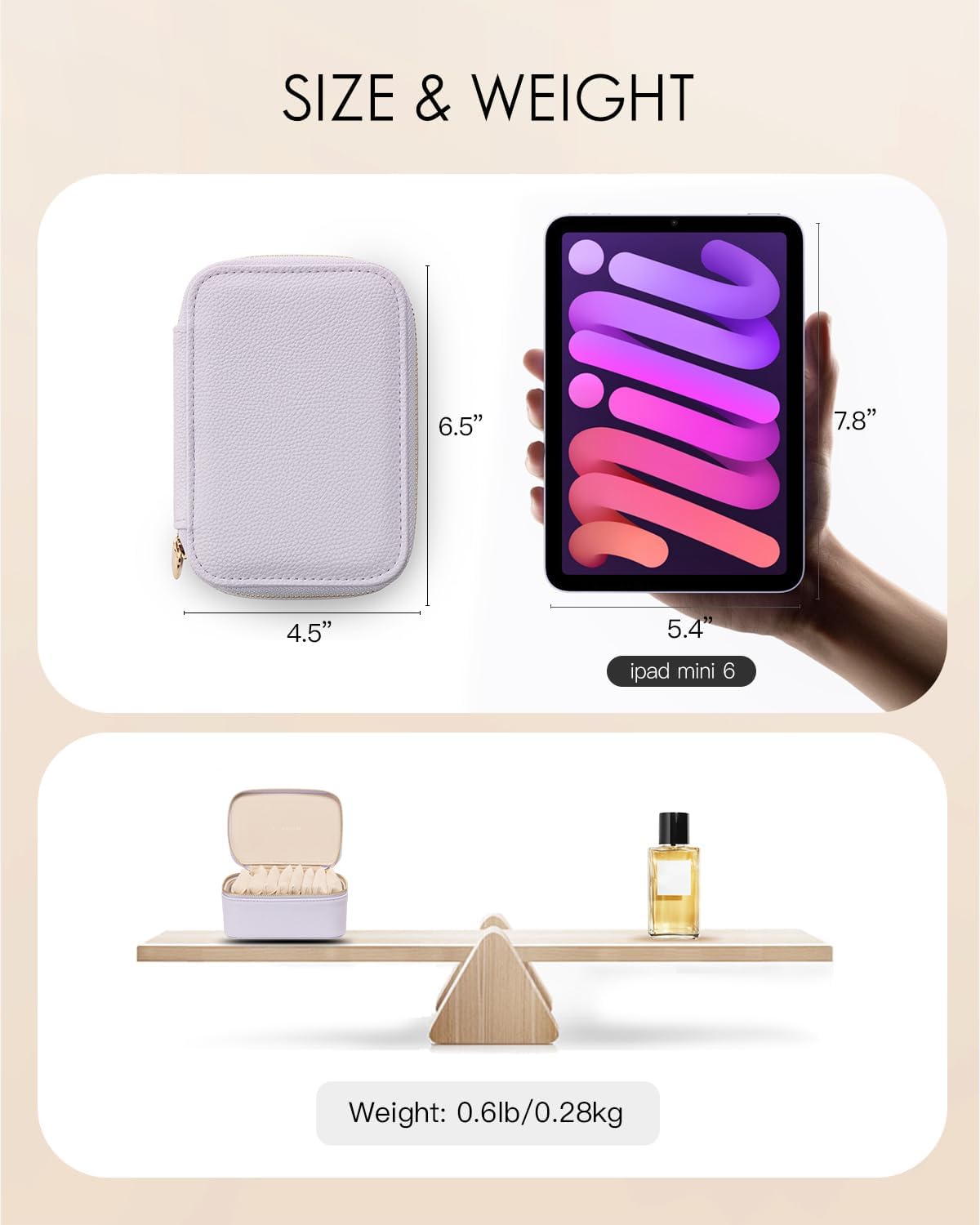 Vlando Travel Jewelry Case with 8 Velvet Jewelry Bags Travel Jewelry Storage Box Jewelry Organizer for Necklace Rings Earrings Teen Girls Gifts Trendy Stuff -Purple