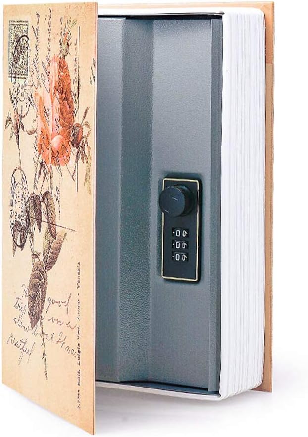 Diversion Book Safe Storage Box (9.5"×6"×2.2"), Dictionary Secret Safe Can with Security Combination Lock, Diversion Book Hidden Safe (Rose-Code)