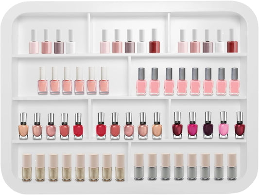 Wall Mounted Nail Polish Racks 4 Tier Hanging Nail Polish Storage Holder Cosmetic Display Stand Nail Polish Shelf Organizer for Home Salon Business Spa