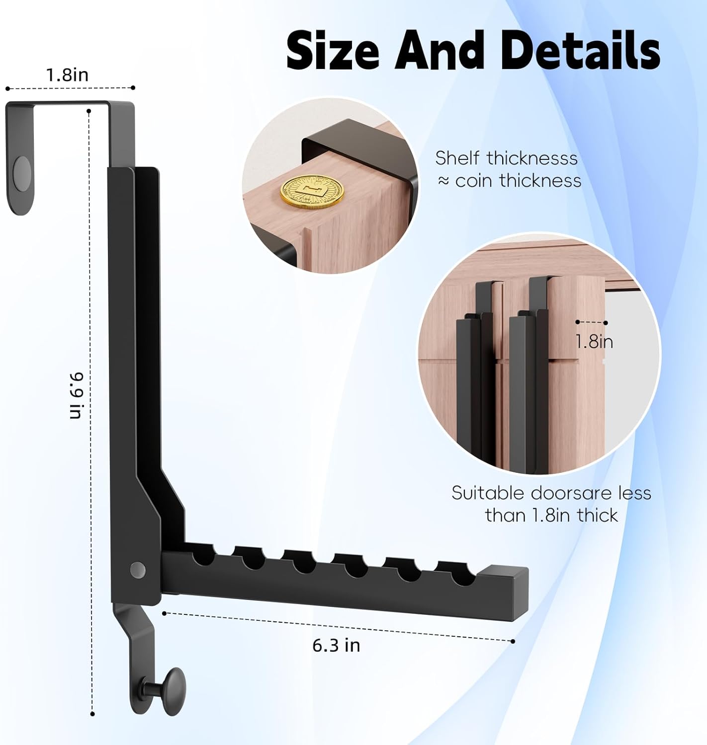 BAKON Over The Door Hanger Folding Clothes Drying Rack, Folding Hanging Coat Rack for Indoor Laundry Room Compact Small Space Foldable Portable Clothing Hanger Hook Collapsible (Black-4(Upgraded))