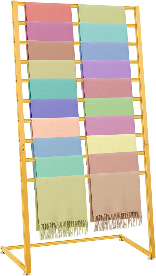 Hijab Organizer, 10 Tier Metal Scarf Holder Organizer, Freestanding Scarf Shawl Display Stand Belt Holder for Boutique Display, Retail Store, Bedroom, Clothing Store