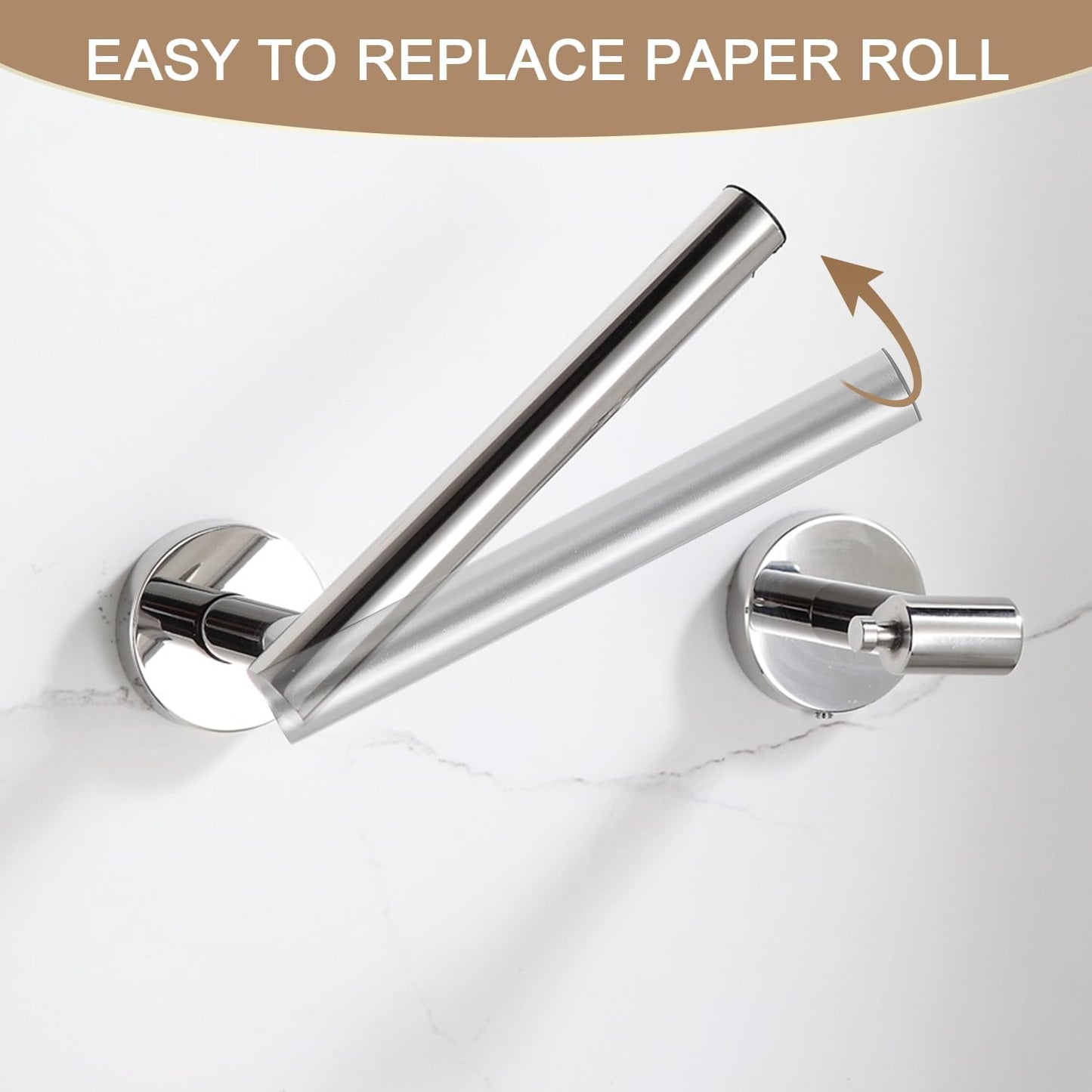 BGL Toilet Paper Holder Mirror Polish Wall Mount, Bathroom Toilet Paper Holder Brushed Nickel SUS 304 Stainless Steel, Double Post Pivoting Toilet Paper Roll Holder for Bathroom RV