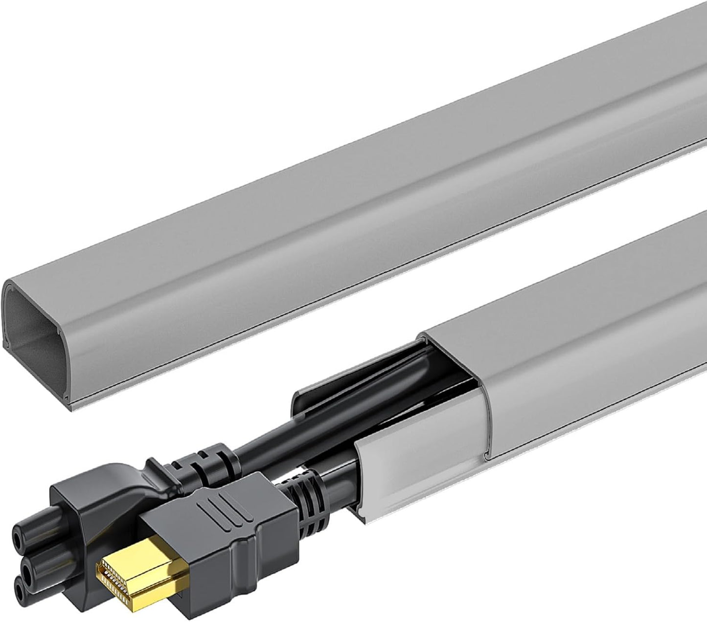 Yecaye 142in Wall Cord Hider for 2-3 Cords, On-Wall Cord Cover Channel, Cable Concealer, Cable Cover Cords Management for Home Office, W0.94in H0.47in, Grey