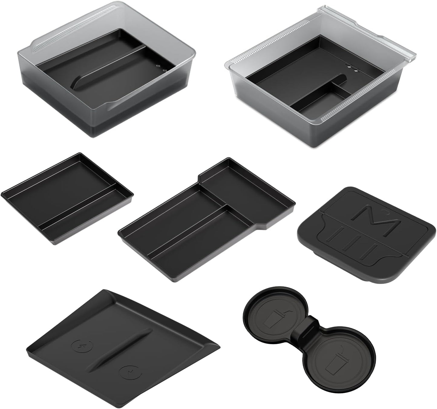 Center Console Organizer Tray for Tesla Model 3 Highland Accessories [Double Layer Space, Durable PC Material, Easy to Clean] Hidden Storage Case for Tesla Model 3 2024 2025 2026