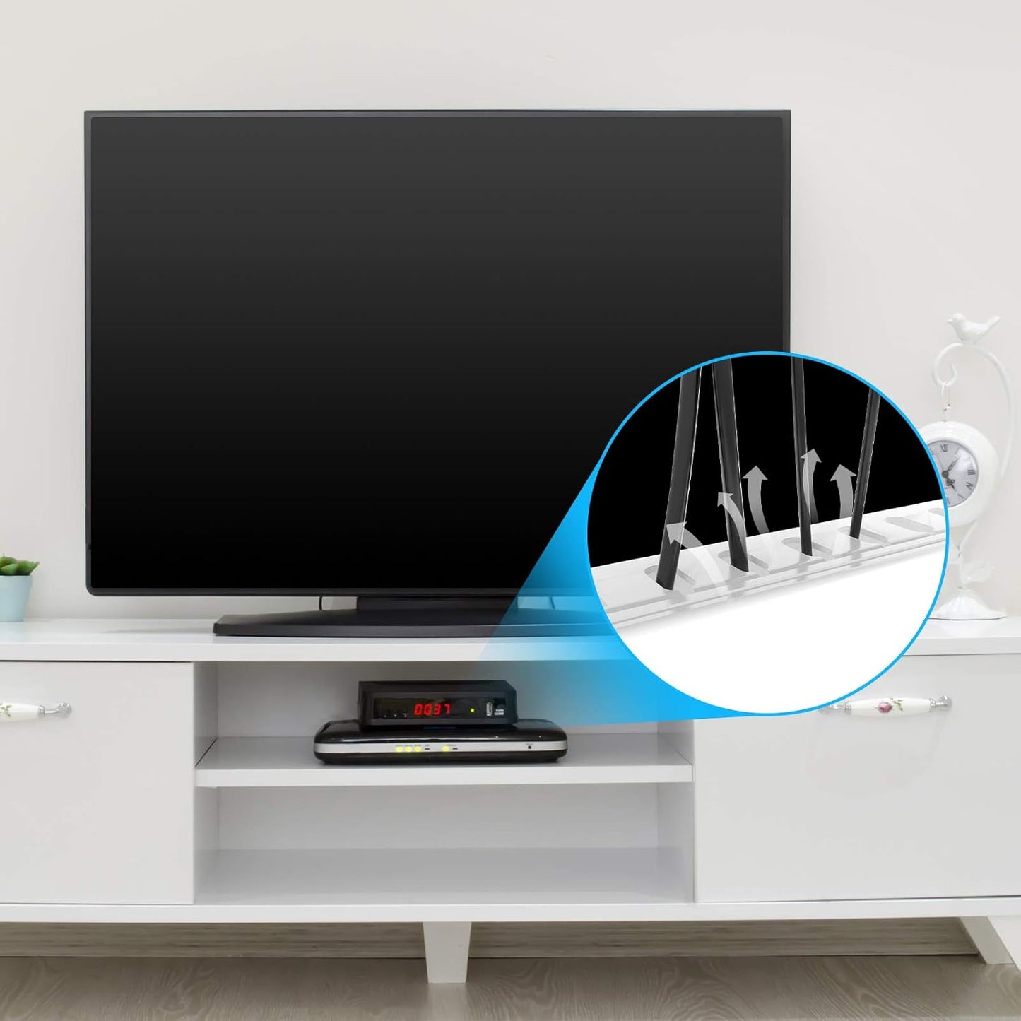 YECAYE 4x15.7in Cable Management, Large Capacity Cable Organizer, Cord Hider, for Desk Cable Management, Wire Management, Cord Organizer, White