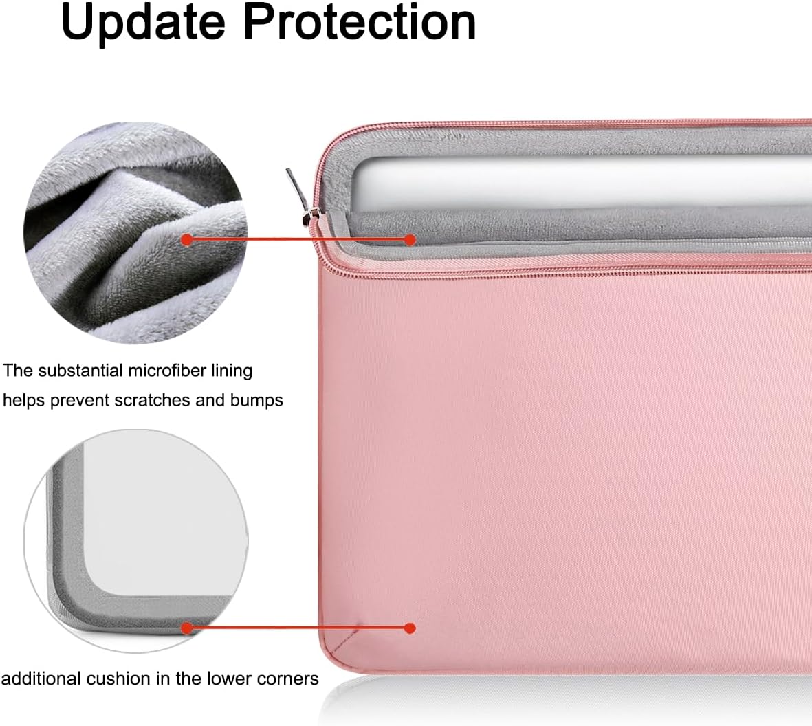 Voova Laptop Sleeve Case 13 13.6 Inch for Women, 360°Protective Waterproof Slim Computer Bag Cover Compatible with MacBook Air 13 M1/M2/M3/M4 2020-2024, MacBook Pro 13, IPad Air/Pro 13, Pink