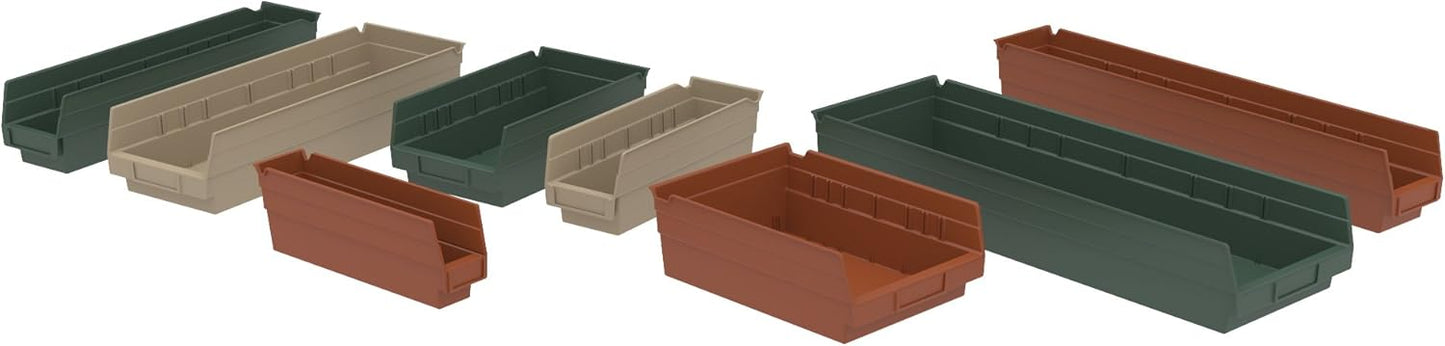 Akro-Mils 30150 12-Inch by 8-Inch by 4-Inch Plastic Nesting Shelf Bin Box, Hunter Green, Case of 12