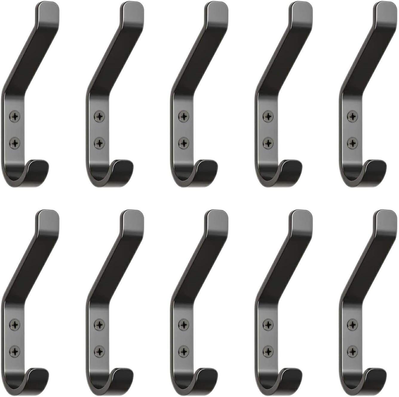 GlazieVault Coat Hooks Wall – Door Hooks (10 Pack) - Heavy Duty Wall Mounted - Premium Design Rust Free Hooks