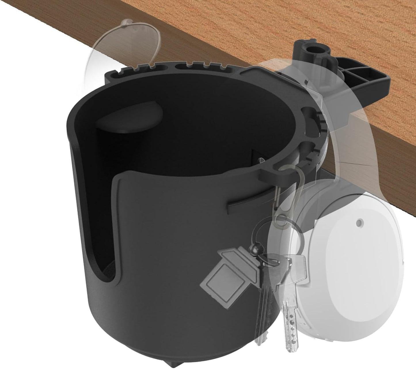 Desk Cup Holder, Anti-Spill Table Cup Holder for Water Bottles, Wheelchairs, Workstations, Gaming Desk Accessories. (Black, Medium)