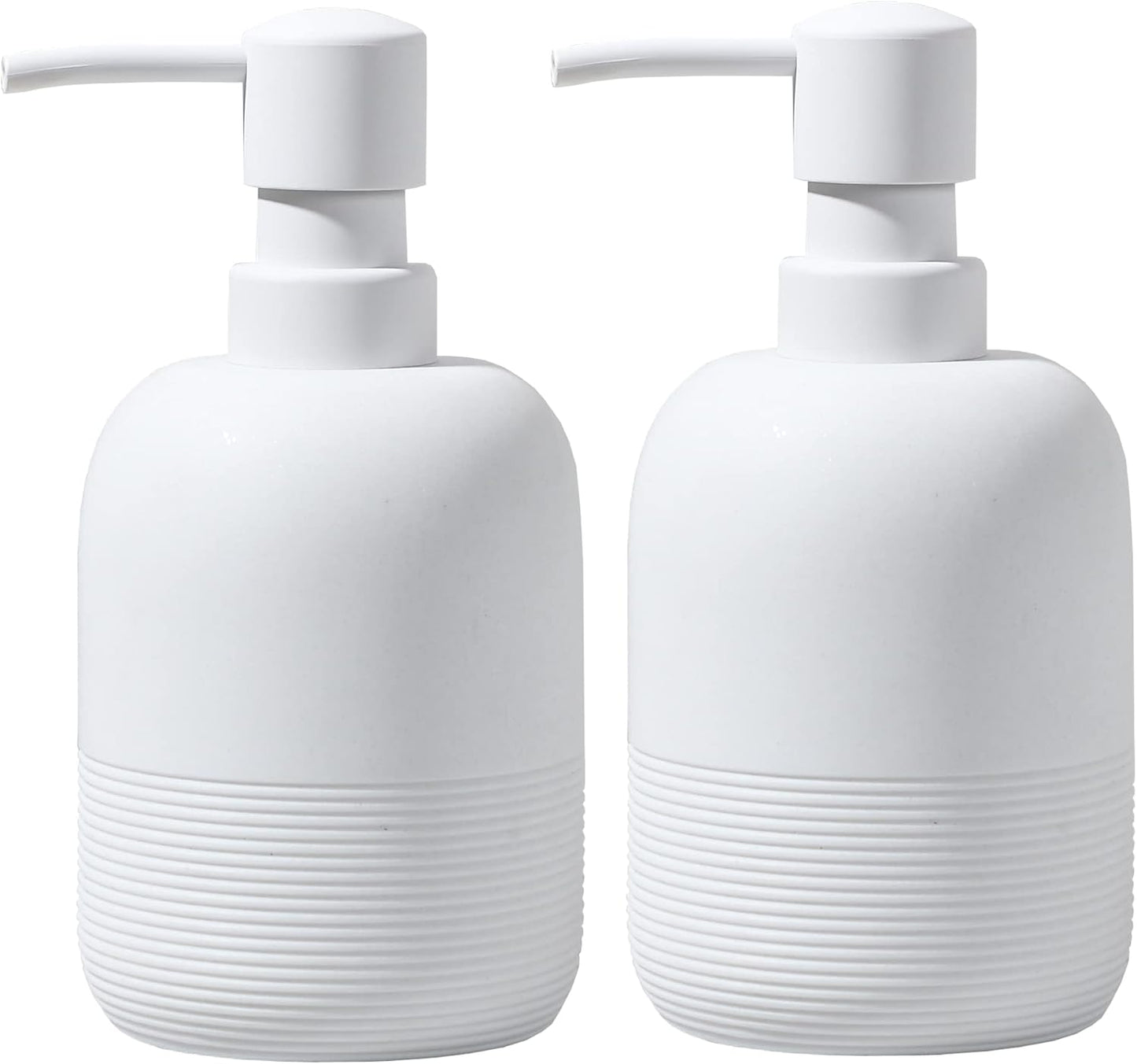 White Soap Lotion Dispenser with A Spare Pump,Liquid Hand Soap Dispenser Sets for Bathroom Countertop,2pcs/Set Soap Dispenser for Kitchen