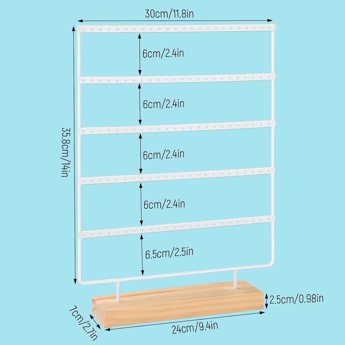 Earring Holder Organizer, Ear Jewelry Tree Organizer for Women, Earring Hanger with 5 Tiers & 120 holes