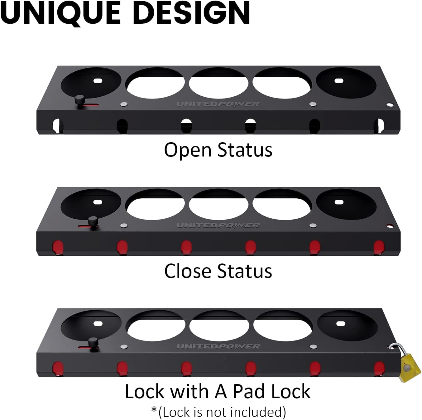 UNITEDPOWER Pneumatic Tool Holder Lockable/Aerosol Rack Combo, Wall Mounted Spray Can Bottle Holder, Air tool organizer, for Garage and Workspace, 5 Cans and 6 slots
