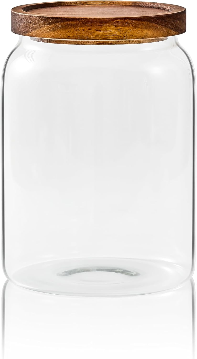 Sweejar Glass Jars for Laundry Room Organization, 90 ounce Laundry Pods Container, Glass Food Storage Jars with Airtight Lid, 1 Pack, Press Lid