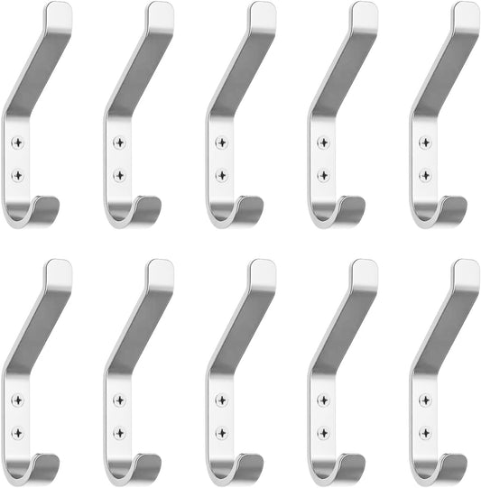 GlazieVault Coat Hook– Door Hook (10 Pack) - Heavy Duty Wall Mounted - Premium Design Rust Free Hooks