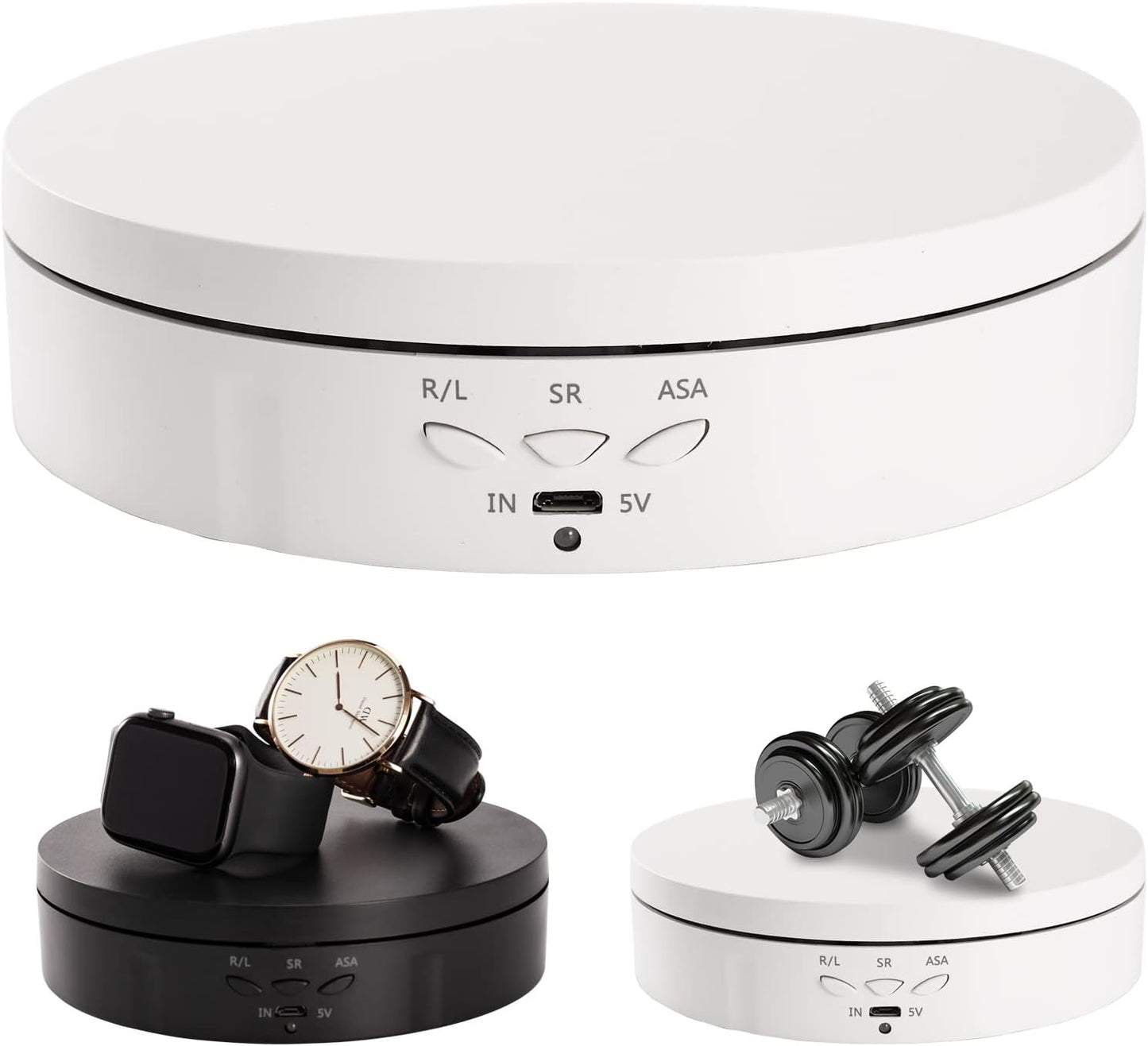 22 lbs Motorized Rotating Display Stand for Jewelry, 360 Degree, Automatic Mute Rotating Display Stand, Electronic Turntable with USB Charging Port for Display, Photography Products, Cupcakes, Toys
