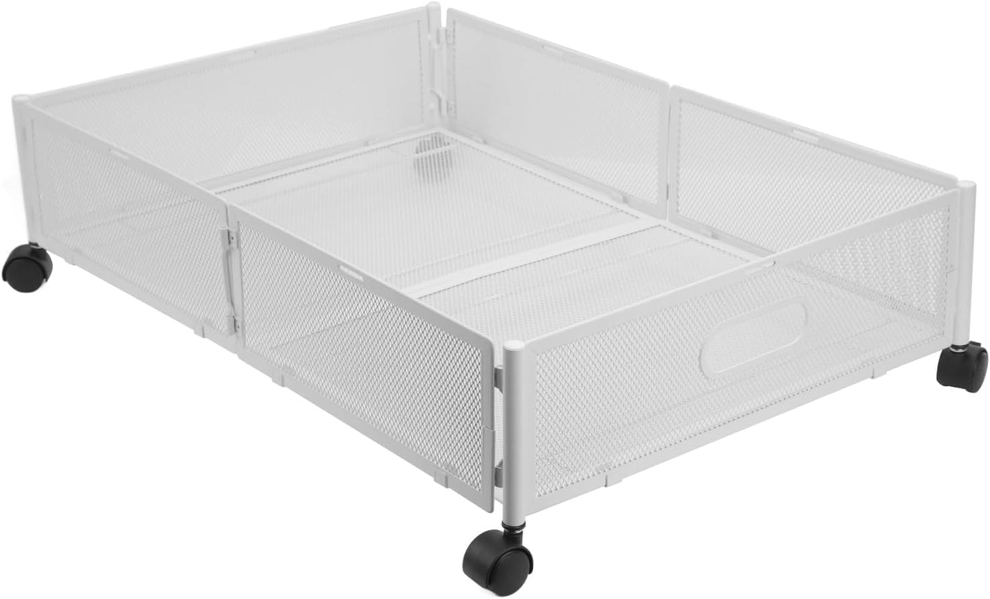 Under Bed Storage Containers with Wheels Grid Pattern Removable Type Shoe Storage Drawer Under Bed Detachable Metal for