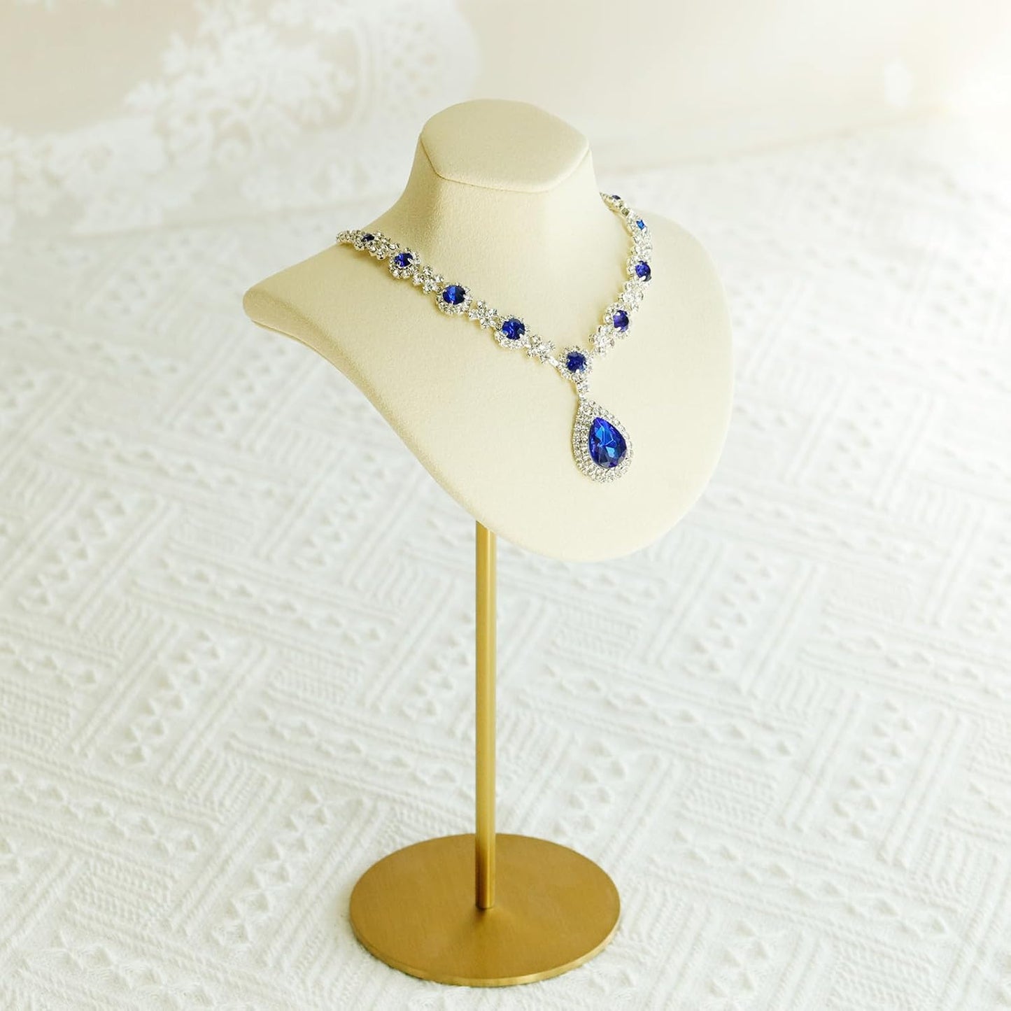 Necklace Display Stand For Selling Velvet Chain Jewelry Bust Holder Organizer With Stainless Steel Stand Jewelry Display