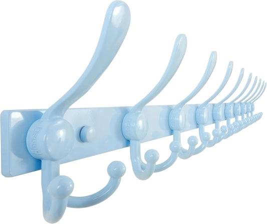 Dseap MaxStrong 2.0 Coat Rack Wall - 37” Long 10 Tri Hooks - Ultra Heavy-Duty Stainless Steel Wall Mount Coat Hanger, Hook Rail for Clothes Hats Jacket Towels Blue