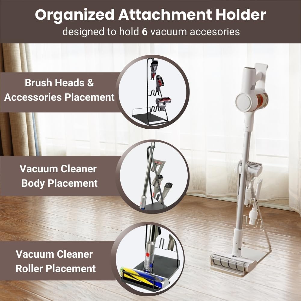 Universal Vacuum Stand,Storage-Stand-Docking-Station-Holder,Stable Metal Storage Bracket Stand Holder,Compatible with Dyson,Hoover, Eureka, Rainbow,Shop VAC and Most Stick Vacuum(White)