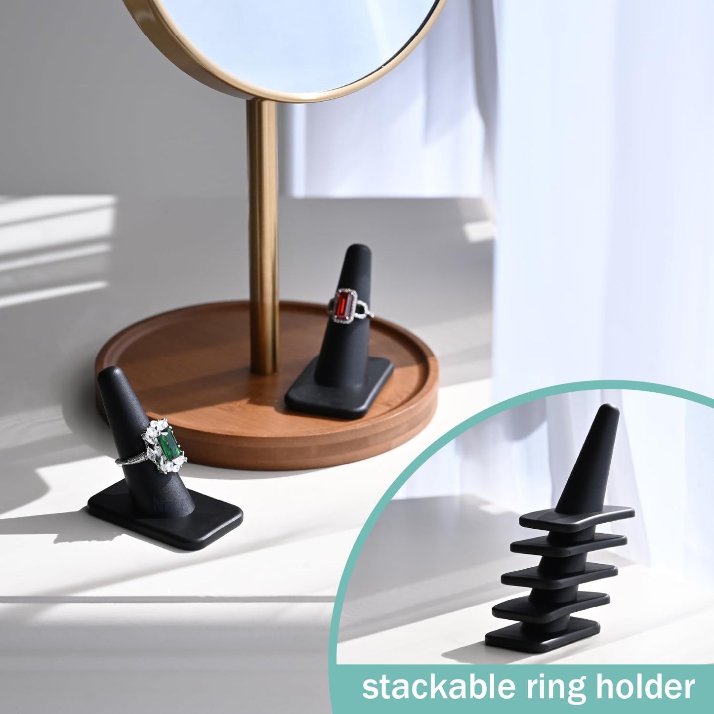 MOOCA Jewelry Display Set, Necklace Display Bust, Earring Organizer, Ring Holder Stand for Showcase and Store, Premium Fabric