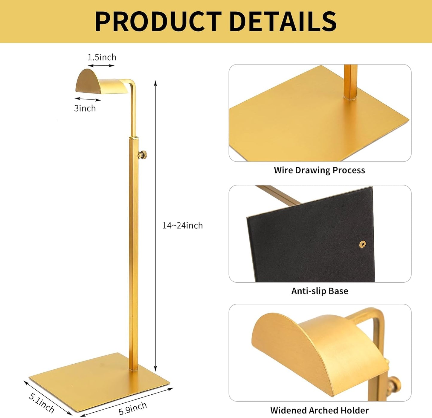 Purse Display Stand,4 Pack Gold Purse Stands For Display,Stainless Steel Bag Display Stand, Height Adjustable Shoulder Bag Holder, for Commercial Stores And Parties