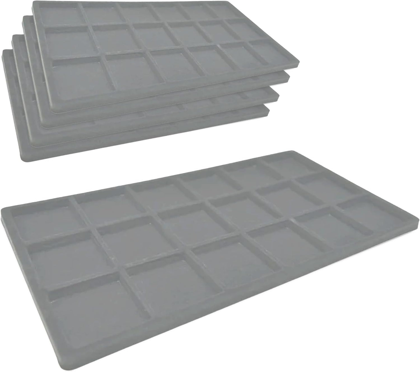 Novel Box 5 Pack 18-Slot Gray Liner Jewelry Storage Tray Inserts 14.75x8.25x1 Inches - Jewelry Organizer Pad for Drawers & Store Displays - Jewelry Display Pads for Rings Earrings & Pendants