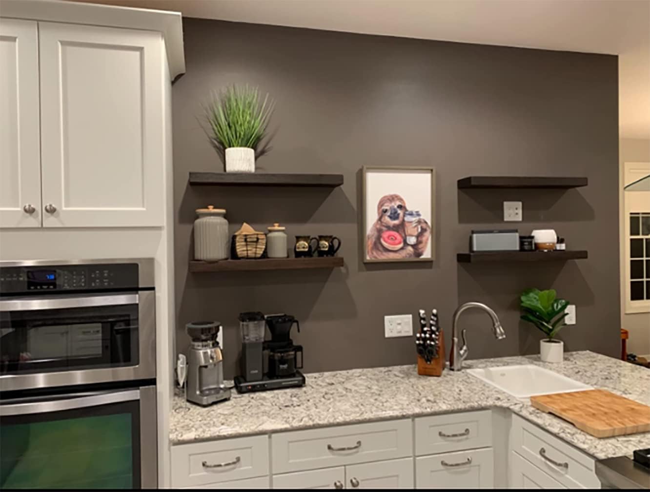 joelsantiques - 42 Inch Wooden Floating Shelves for Wall - 42x8x2 in - Made of Natural Wood - Heavy Duty Rustic Wall Shelves for Bedroom - Perfect for Living Room, Kitchen - Mocha