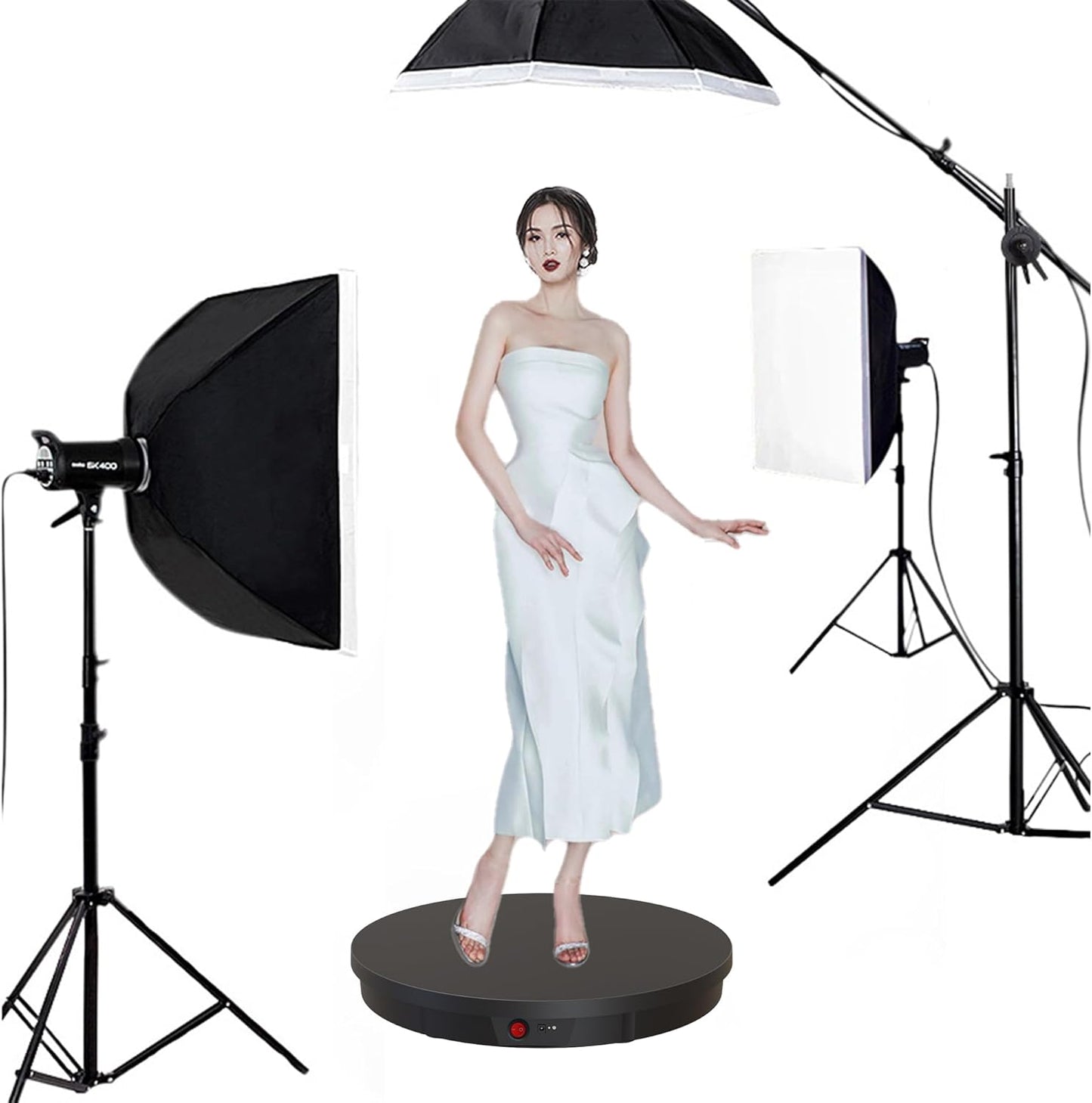 JAYEGT Motorized Rotating Display Stand, 360 Degree Electric Rotating Potography Turntable for Products Display，Live Video Show, Remote Control Angle, Speed (Black/ 20.5inch /330Lbs Load/Wired)