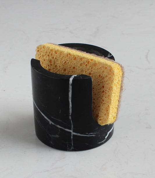 Natural Marble Travertine Sponge Holder for Kitchen Counter, Drying Rack, Sponge Caddy for Sink Organizer - Nero Portoro Marble