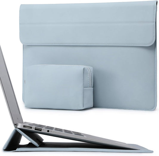 HYZUO 15 Inch Laptop Sleeve Case with Stand for MacBook Air 15 M4 A3241 M3 A3114 M2 A2941 2025-2023, 15" Surface Laptop 7/6/5/4, MacBook Pro 15 A1990 A1707 2019-2016, with Pouch, Pale Blue