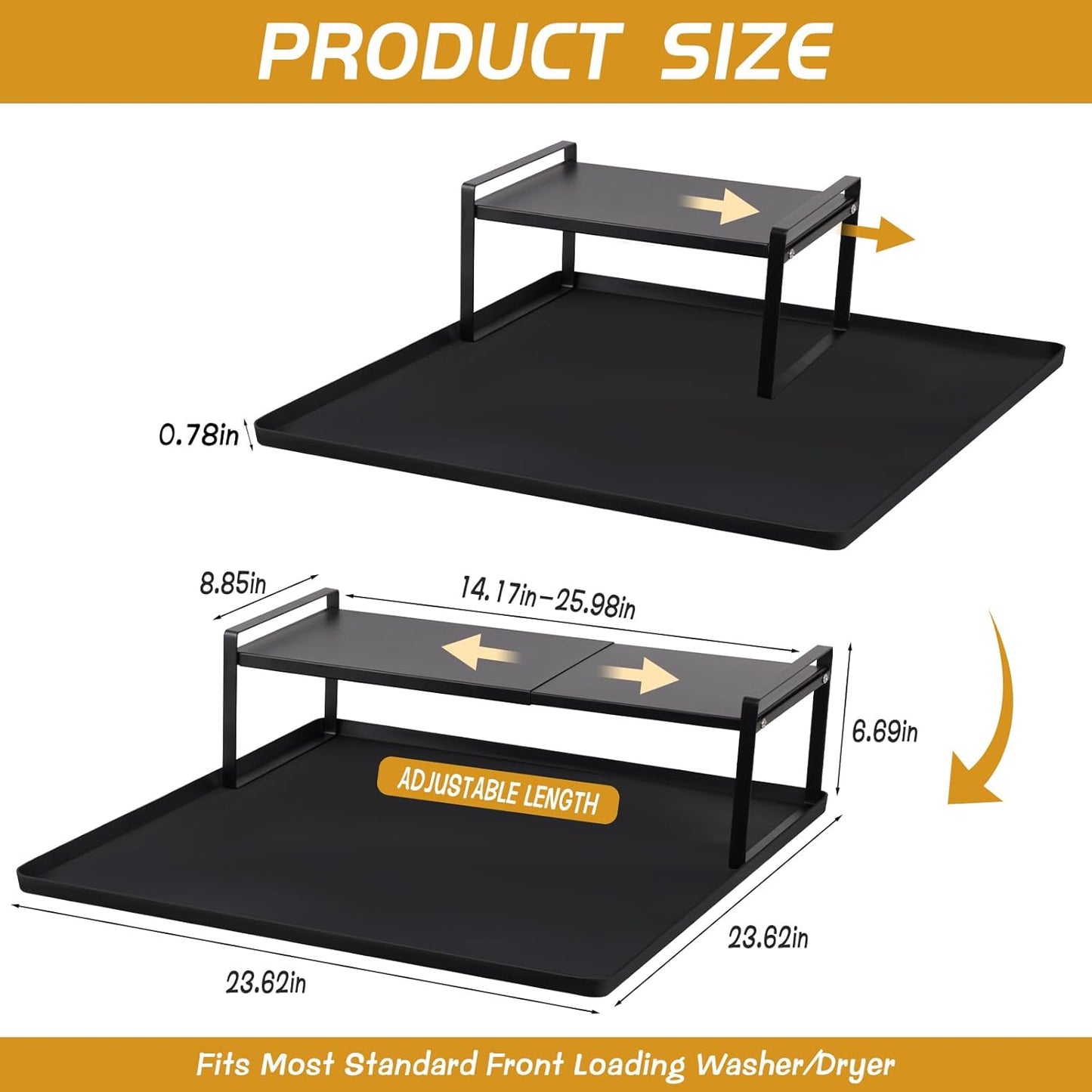 Washer and Dryer Countertop with Retractable Shelf and Silicone Mat, Universal Front Load Washer and Dryer Countertop Set, Washer Dryer Shelf with Mat for Laundry Room Organization (14-25 Inch)