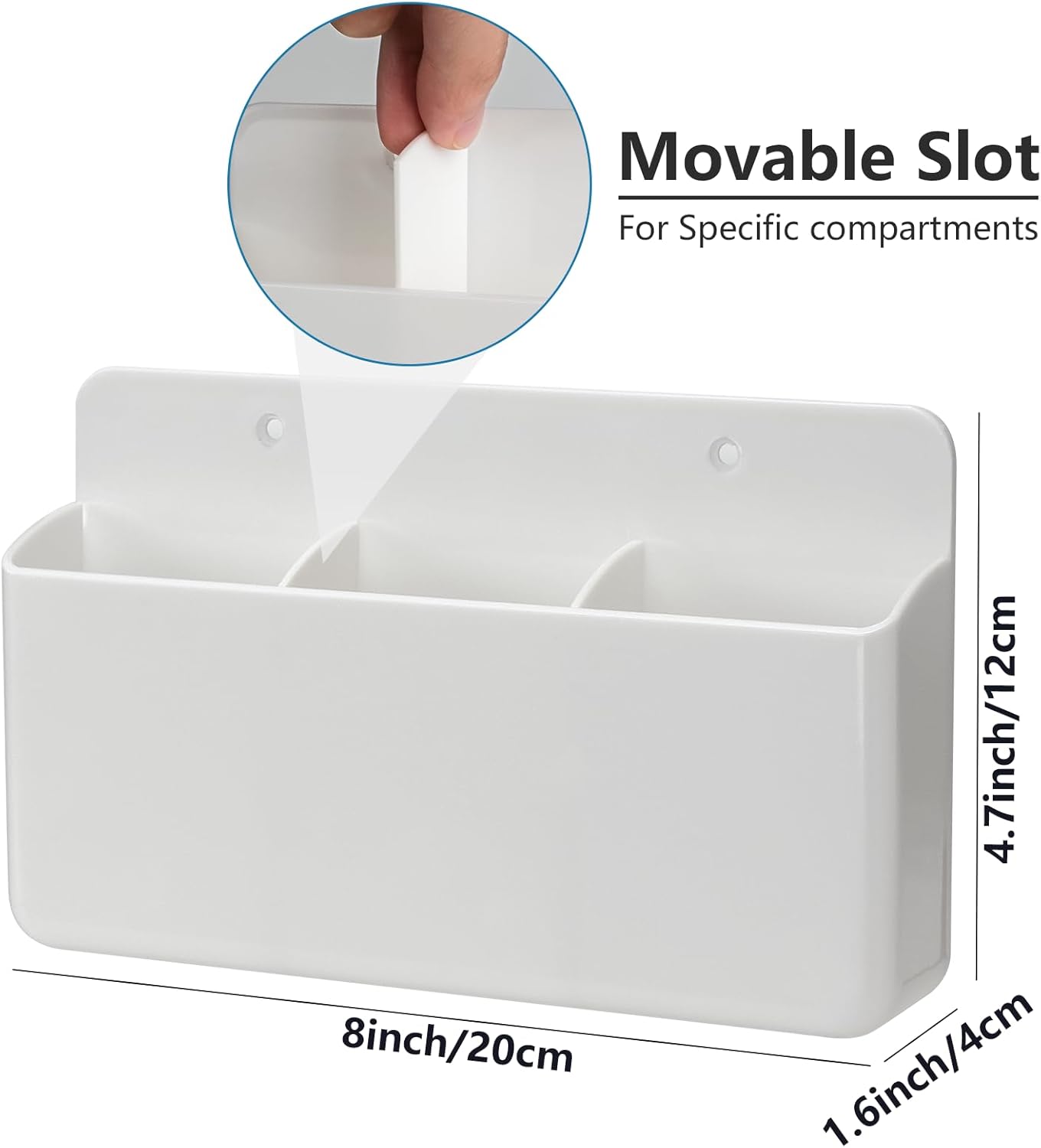 3 Slot Remote Control Holder Wall TV Remote Holder Self Adhesive Marker Holder, Wall Pen Holder Stroage for Home Office School (White)