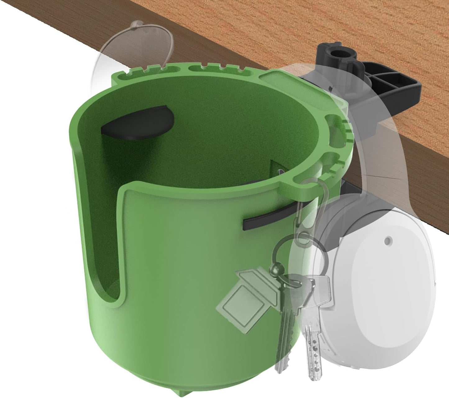 Desk Cup Holder, Anti-Spill Table Cup Holder for Water Bottles, Wheelchairs, Workstations, Gaming Desk Accessories. (Green, Medium)
